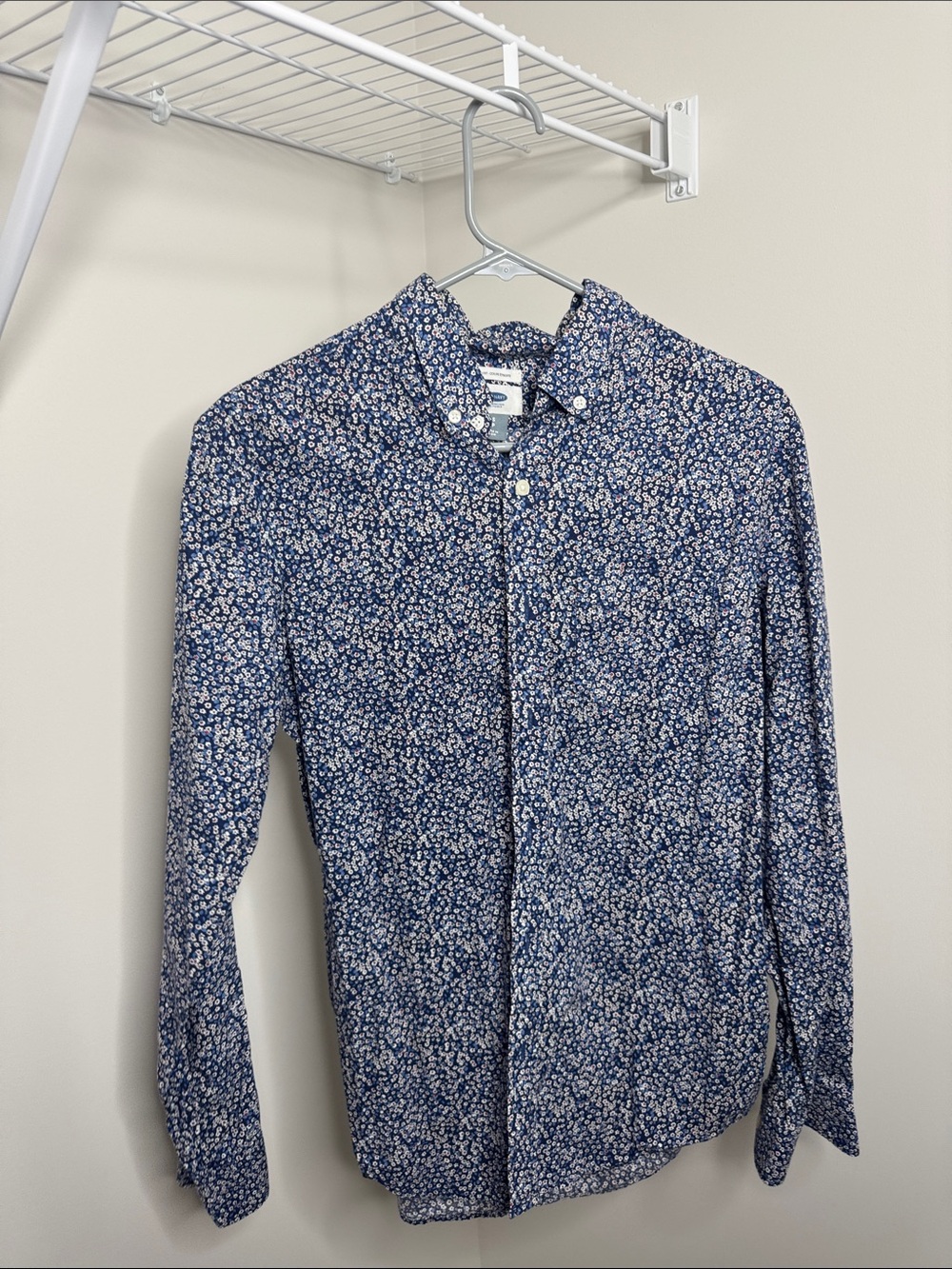 Men's Navy Floral Button-Down Shirt Jacket